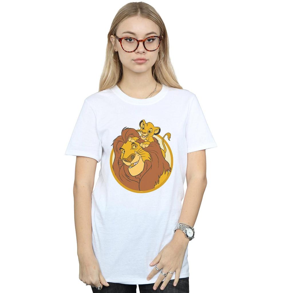 Disney Womens/Ladies The Lion King Mufasa And Simba Cotton Boyfriend T-Shirt