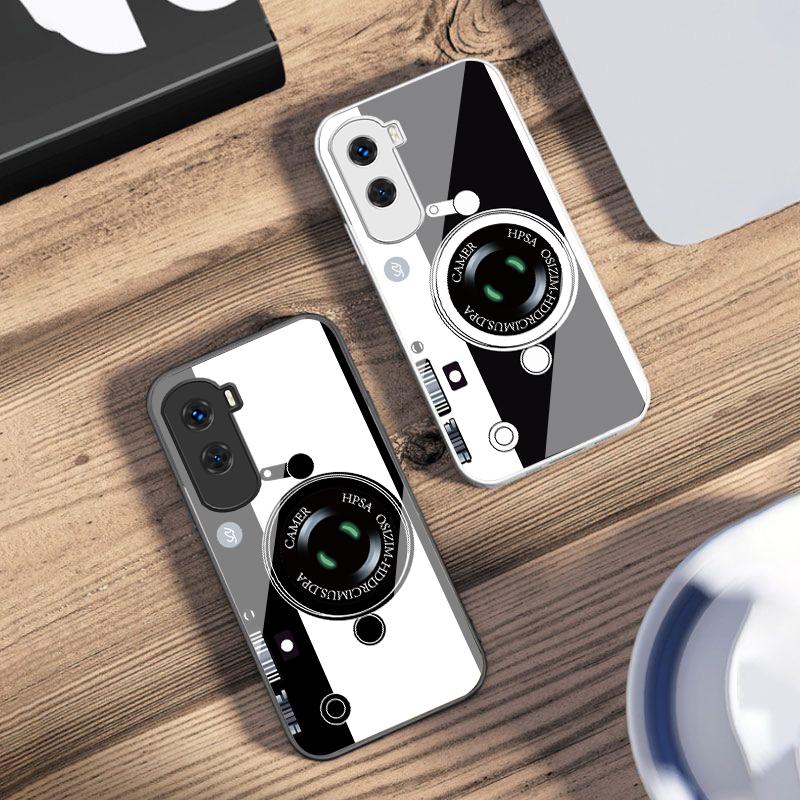 Dark Green Camera Pattern For Honor 30 50 50SE 70 Pro 90 200 200Pro Magic 4 5 7 Lite X9c Smart X50i Plus X9 X30 Glass Phone Case