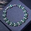 4PCS Exquisite Green Zircon Inlaid Fashion Jewelry Set - Includes Bracelet, Earrings, Necklace, and Rings for Everyday Wear