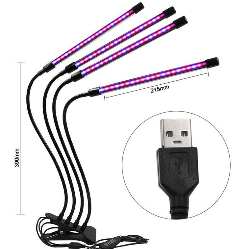 Lumină LED de creștere USB cu temporizator spectru complet pentru plante cort seră hidroponie sistem de creștere 9 niveluri de intensitate lumină clip floare lampă fito