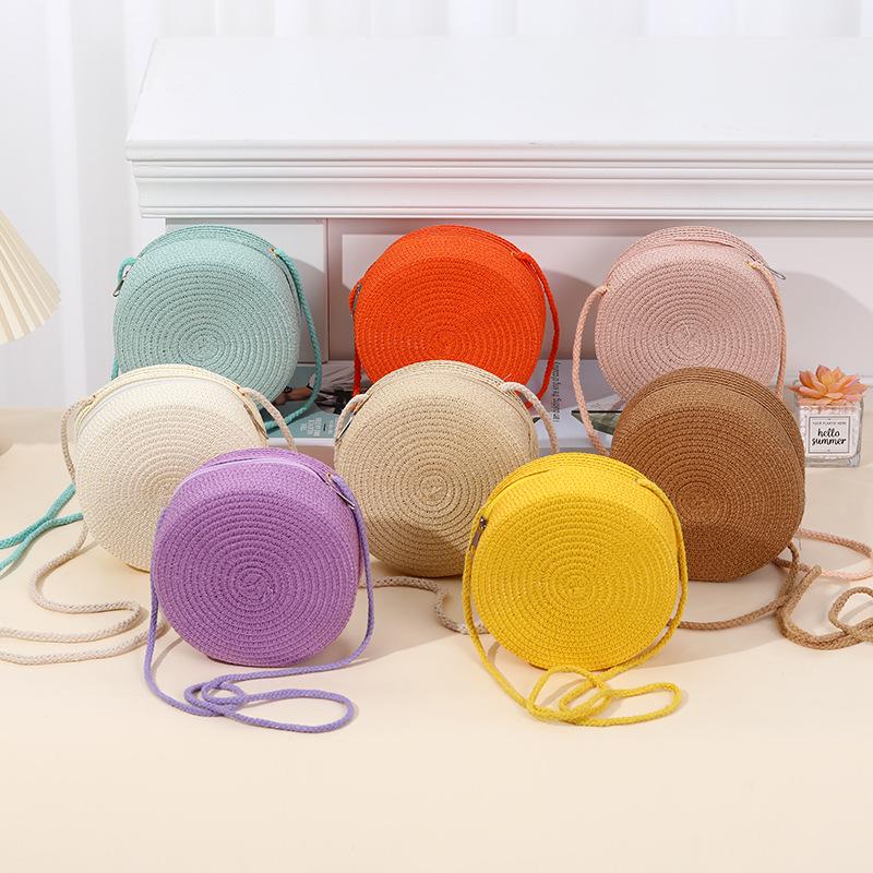 Children's Woven Straw Crossbody Bag - Cute Mini Backpack & Coin Purse for Little Girls, Perfect for Beach and Summer Travel