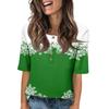 Women's Everyday Casual Mid-Sleeve Mid-Neckline Christmas Print Top