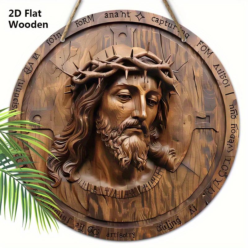 2D Flat Vintage Good Friday Wooden Sign - Jesus Navidad Round Plaque for Front Door, Wall, Church Hanging Decor - Ideal Gift for Friend