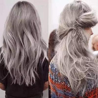 2016 New Hair Color Trend Silver Gray Curly Clip In Hair