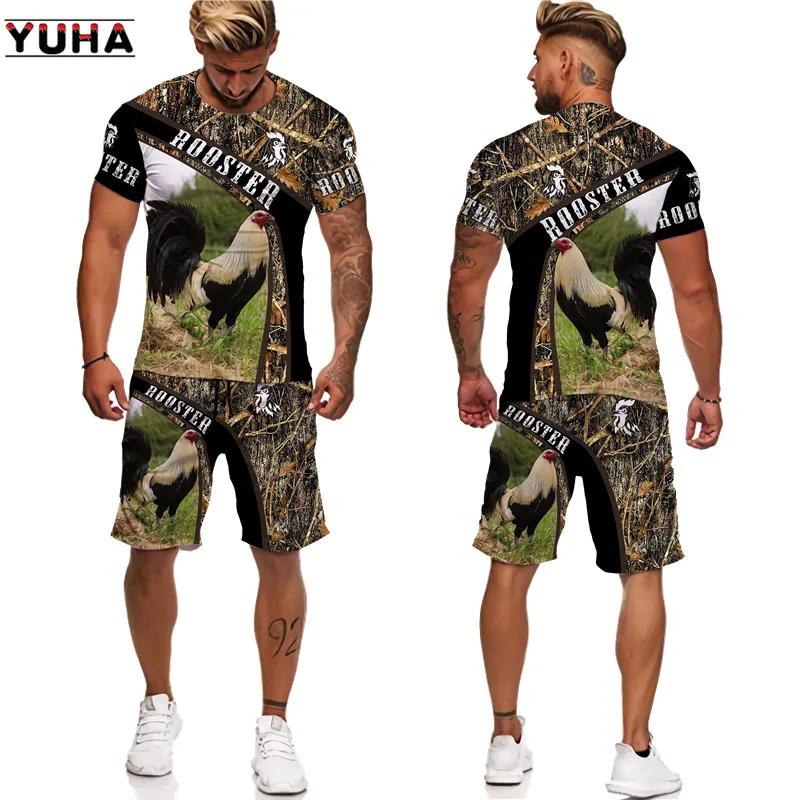 Summer Men Casual Tracksuit Retro Style O Neck Oversized Fashion 3D Printed T Shirts Men Tshirt+Shorts Clothing 2 Piece Sets