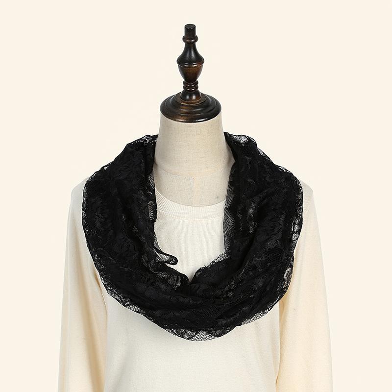 Embroider Lace Scarf Church Shawl Women Solid Color Wedding Temperament Veil Scarf 53*55Cm