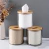 Bamboo Toilet Paper Holder Circular Covered For Home Bathroom And Living Room,Transparent Tissue Box Dining Room,Creative  Desktop Storage Box