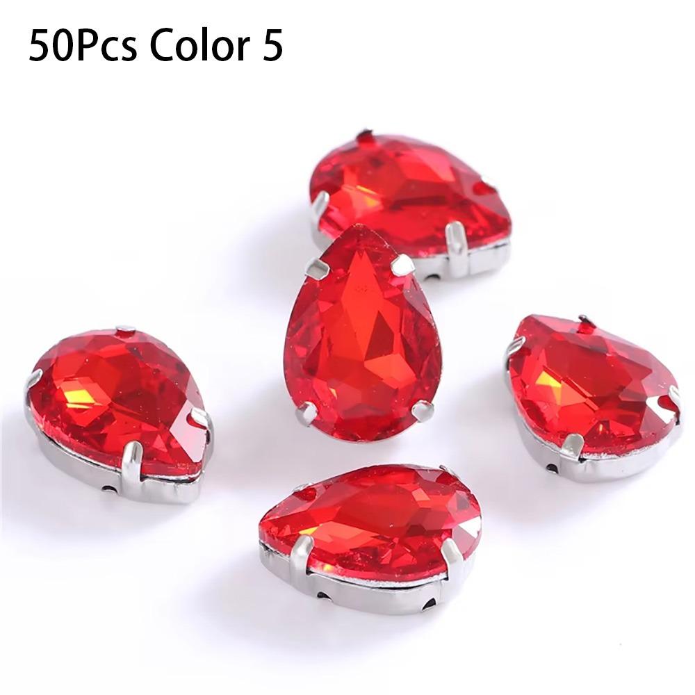 50Pcs/Pack Teardrop Shape Glitter Sewing Rhinestones Diamond Beads Ornament  For Needlework