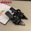 Fashion New 2025 Fashion Rivet Women Pumps Heels Shoes Female Slip On Footwear Pointed Toe Ladies High Heels Slides Sandals Shoes