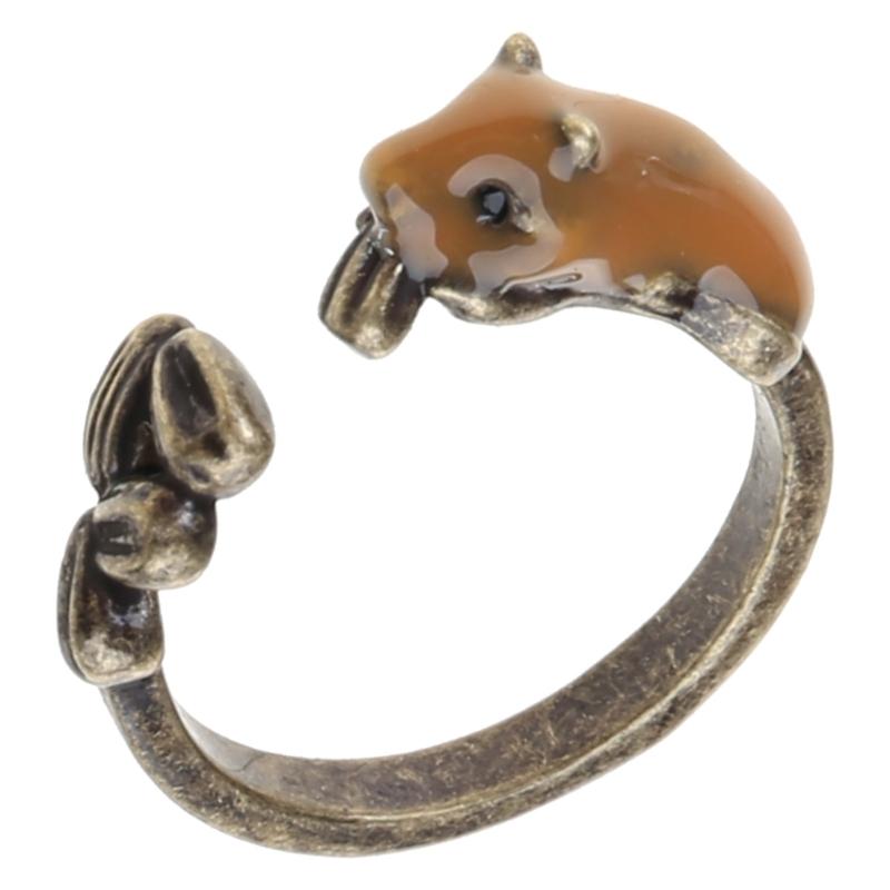 

Cute Squirrel Melon Open Rings Lovely Animals Open Rings Statement Jewelry Adjustable Finger Rings Simple Rings 1