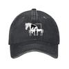 Horse Family Print Denim Baseball Cap Adjustable Washed Cotton Dad Hat Casual