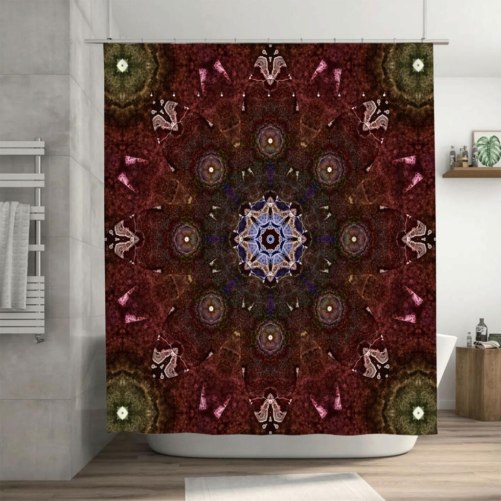 Vintage Pattern Shower Curtain Rustic Decor Boho Style Waterproof Fabric for Bathroom Multiple Sizes Available