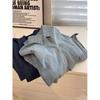 Guangzhou Thirteen Lines Women clothes Wear ~ Deep Light Blue Demin shirt ~ Retro Casual Shirt Spring and Autumn Thin Outerwear