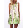 European Station European and American New Retro Digital Printing Round Neck Hot-selling Off-the-shoulder Medium and Long Vest Dress