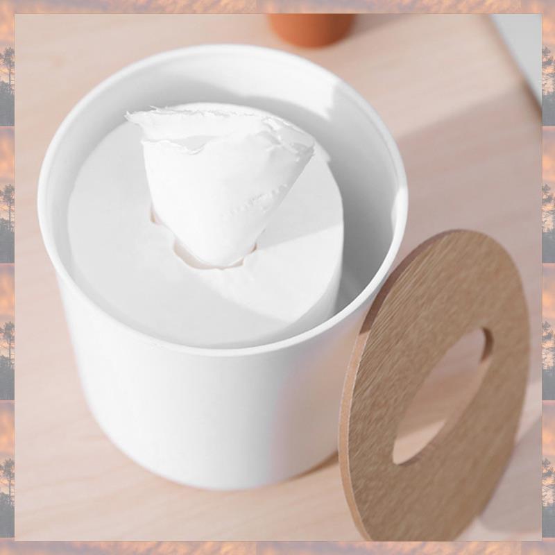 2025 Trend 4X Wooden Cover Round Roll Paper Tissue Tube Household Removable Mini Wooden Tissue Box