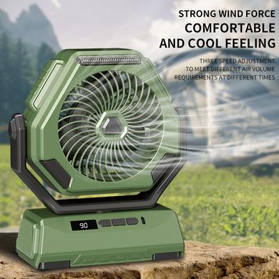 Kempingový ventilátor Nabíjateľný vonkajší ventilátor Stropný oscilačný ventilátor Prenosná klimatizácia Chladič vzduchu s osvetlením