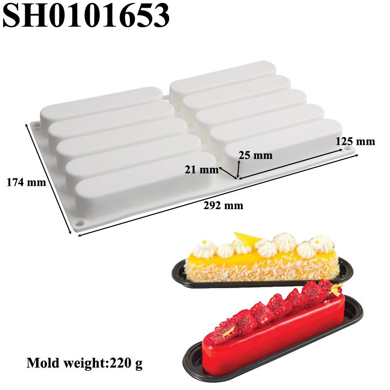 

Форми для довгого мусу у формі смуги на 8 або 10 секцій, силіконові форми для торта, пластикові вирубки, чорні кондитерські листи, кухонне деко