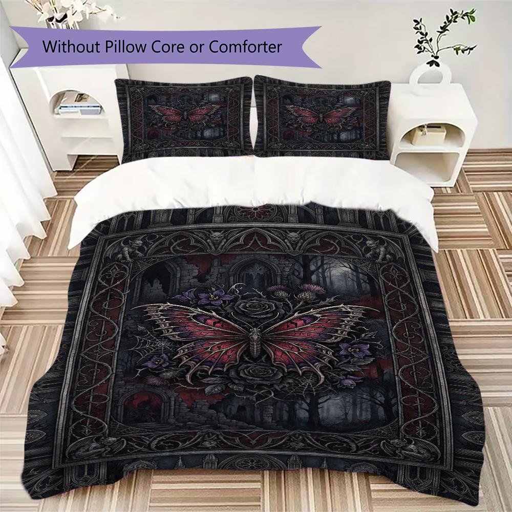 Butterfly Decoration Pattern Bedding Uilt Set Uilt Cover Pillowcase Home Decoration Birthday Gift (1 * Duvet Cover + 2 * Pillowcase Without Core)40