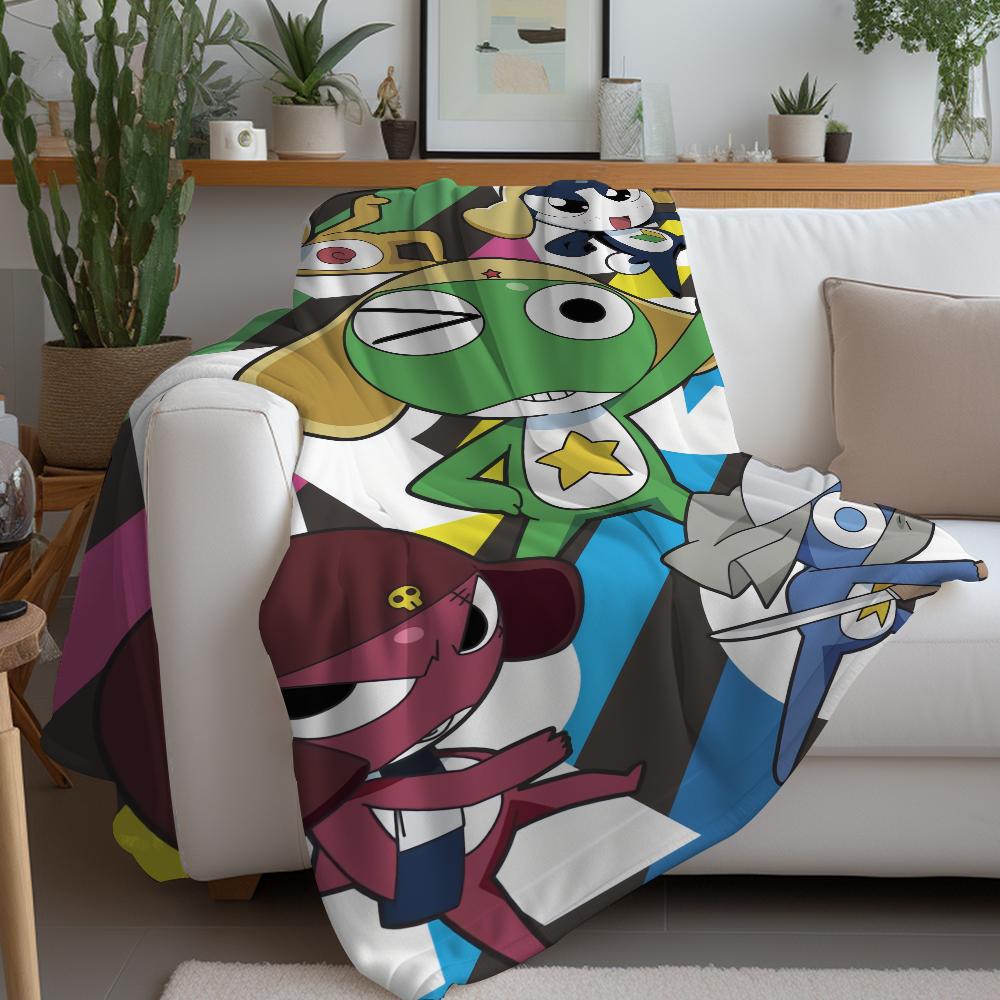 Funny Cartoon Keroro Gunsou Frog Blanket Design Lightweight  For Dorms, Naps, Living Room, Office,Sofa,All-Season