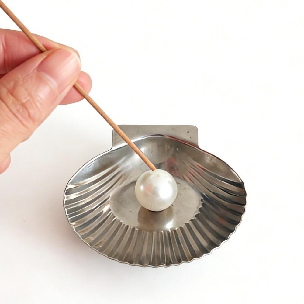 Minimalist Seashell-Shaped Incense Holder Stainless Steel Metal Pearl Incense Rack Home Decor