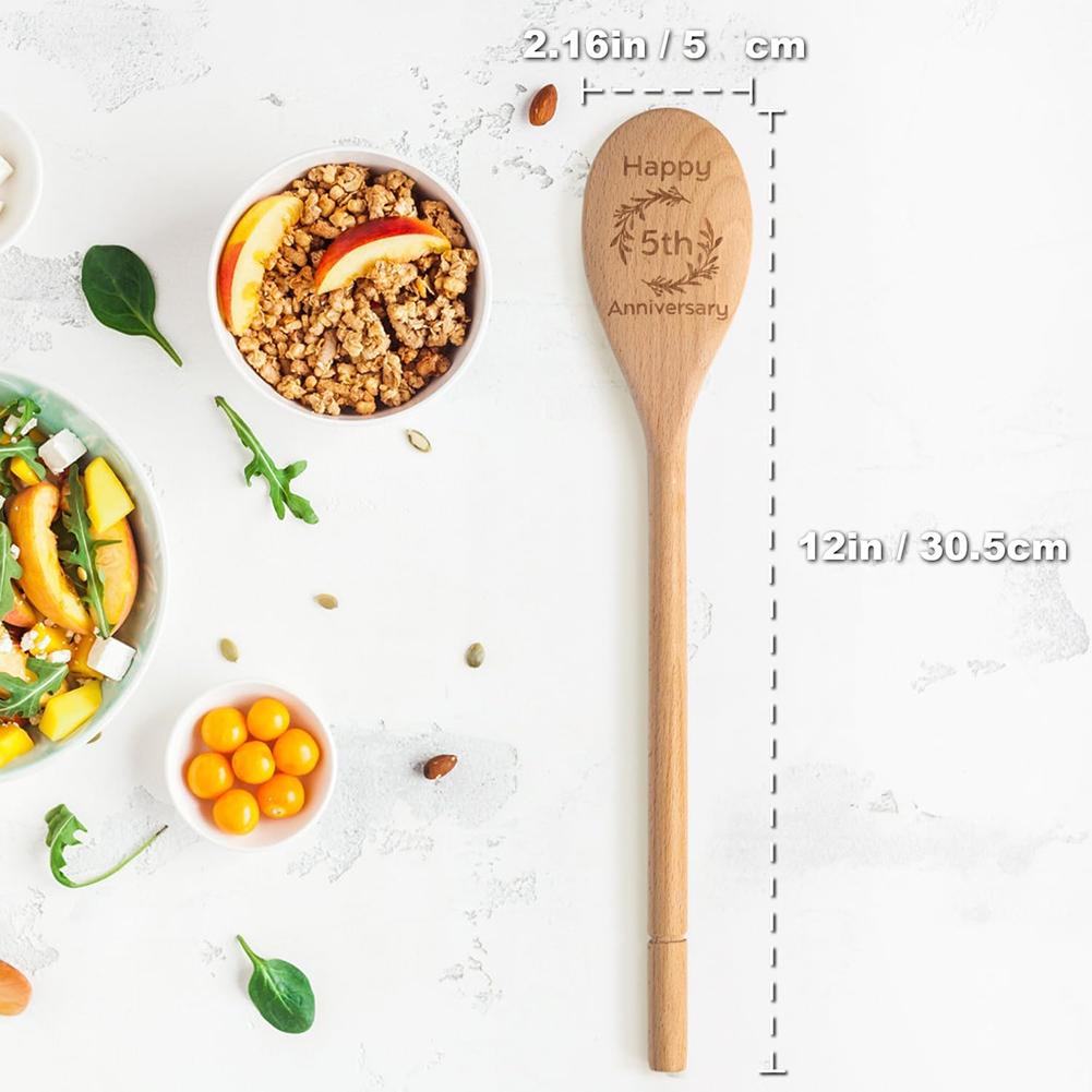 Custom Wooden Spoon 5 Year Anniversary Wood Gift Happy 1th 10th 20th 30th 40th 50th Wedding Anniversary Baking Cooking Supplies