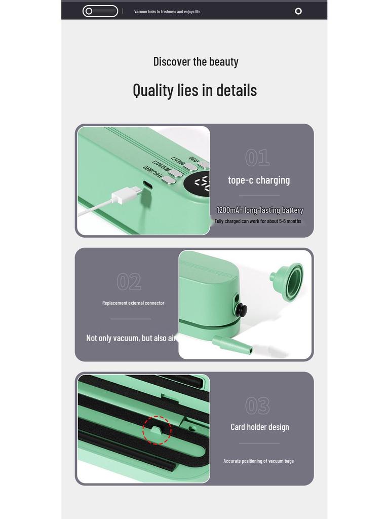 Portable Wireless Automatic Vacuum Sealer for Food Preservation