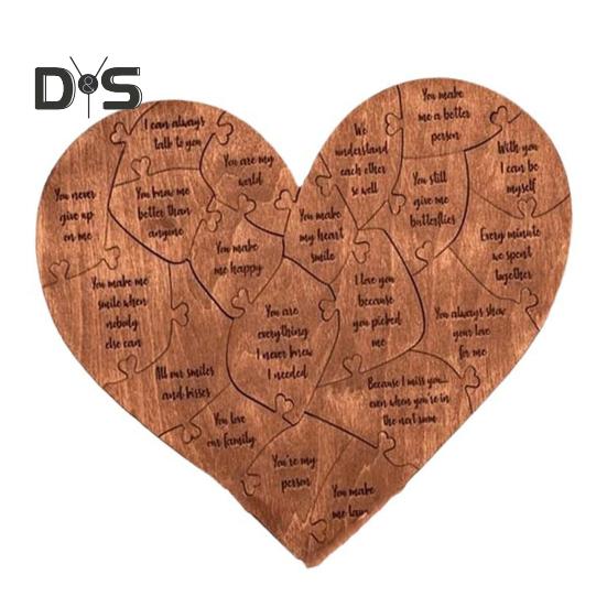 

Деревянный пазл в форме сердца для него и ее пары «20 причин, почему я люблю тебя» Романтический подарок на День святого Валентина Годовщину Свадьбу День рождения Рождество коричневый
