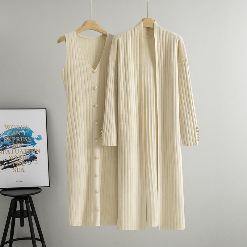 Women's Cross-Border Knit Cardigan & Dress Two-Piece Set - Spring/Autumn Style