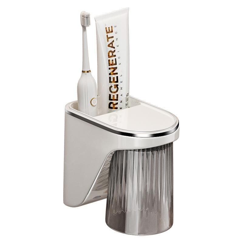 Light Luxury Non-Punching Wall-Mounted Toothbrush Storage Rack, Mouthwash Cup Storage Rack, Magnetic Drain Toothbrush Holder Set