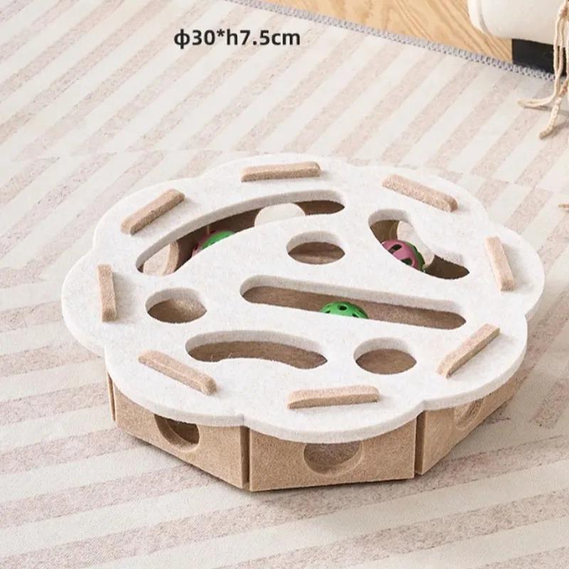 Cat Play Felt Box - Self-Entertainment Maze Toy with Scratching Board Durable Non-Shedding Fun for Bored Cats & Kittens