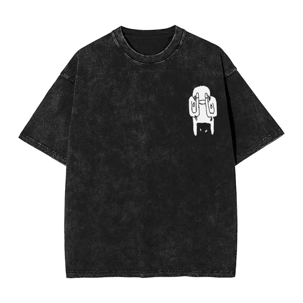 Oversized Acid-Wash Vintage Short-Sleeve T-Shirt Featuring Radiohead Iconic Handshake Graphic Print