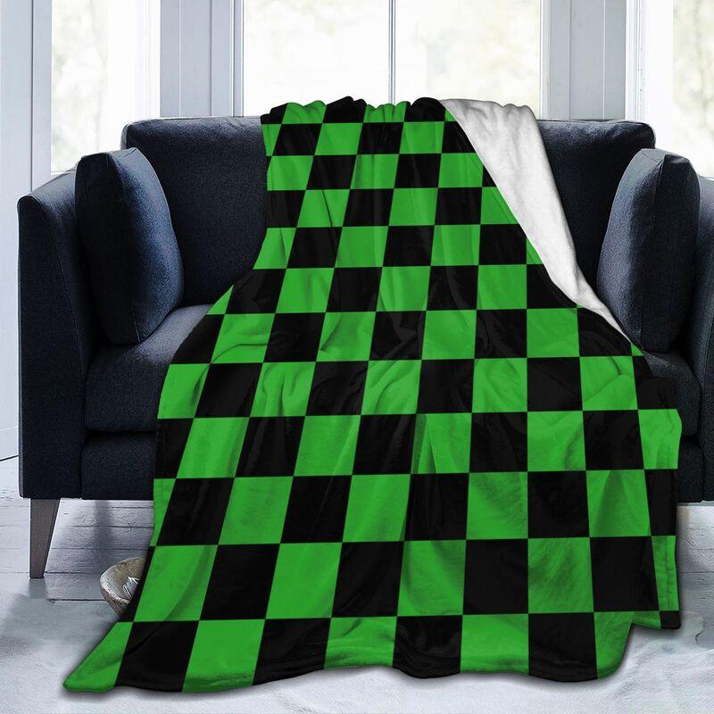 Schwarz-Weiß Karierte Renn-Flanell-Fleece-Decke Weich Warm Leicht Gemütlich Anti-Pilling Flauschige Überwurfdecke für Bett Sofa