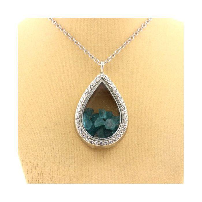 Stones and Minerals. Raw Paraiba Apatite Necklace. Drop Model.