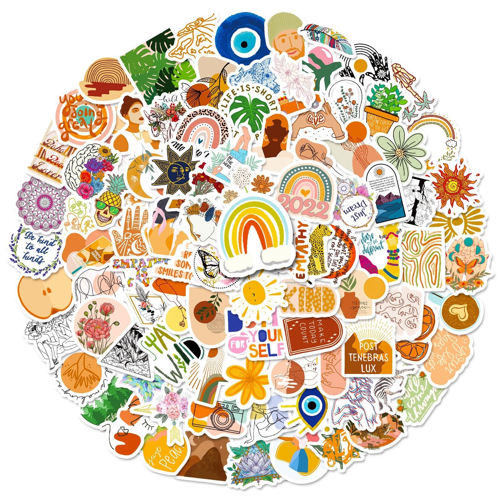 

100 Маленьких Листьев 4 см Богемные Наклейки Ретро Эстетическое Искусство