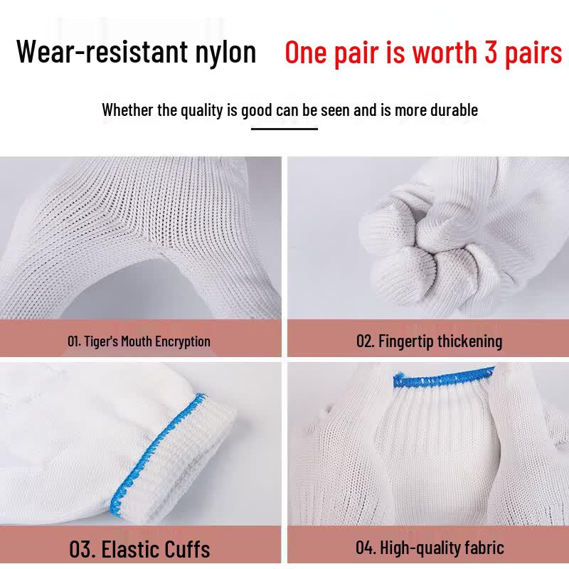 Xingxuan Thickened White Nylon Work Gloves