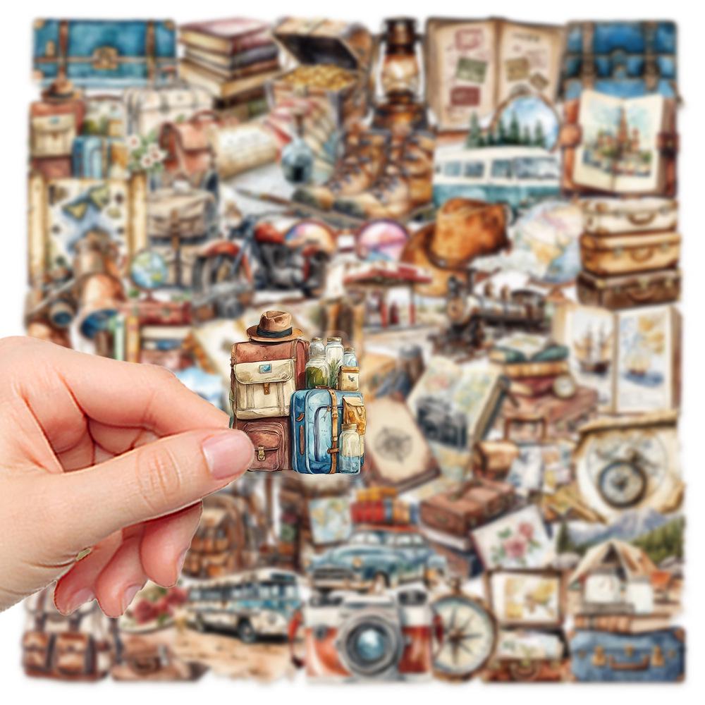 50 Retro Travel Stickers: Waterproof, Decorative Stickers for Journals, Diaries, Phones, Guitars, Skateboards, Computers, and Water Bottles.