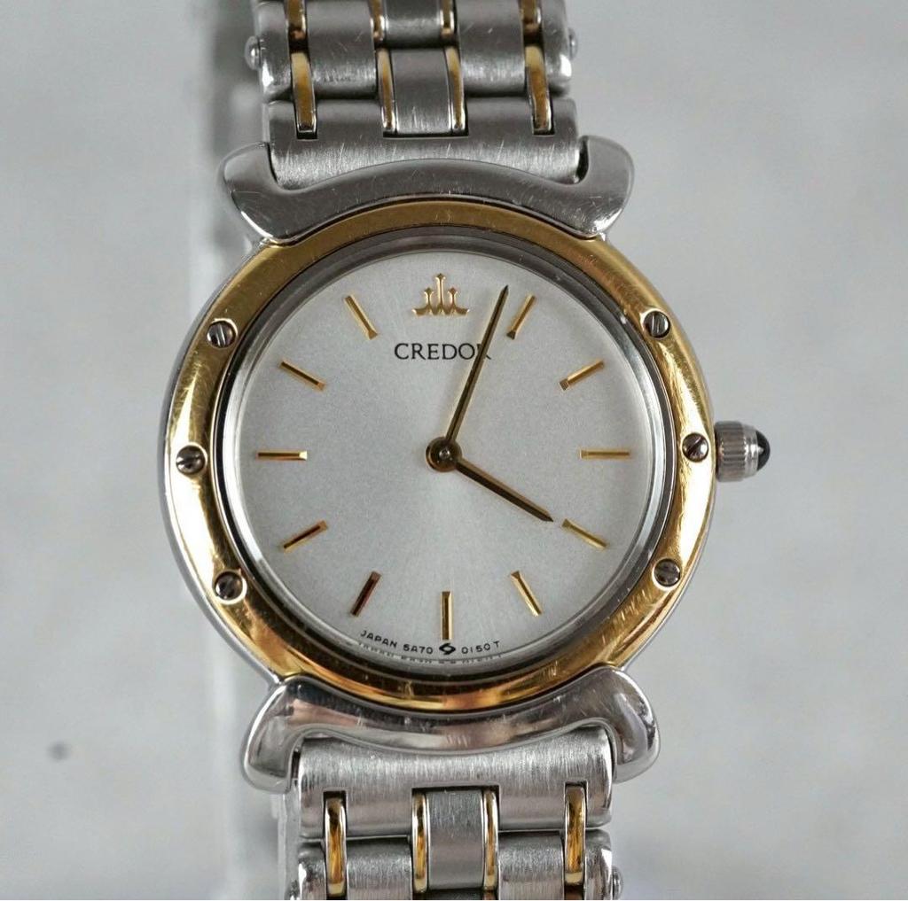 [USED] Credor 5A70-0040 Two-tone Bezel 18K Gold Quartz Working