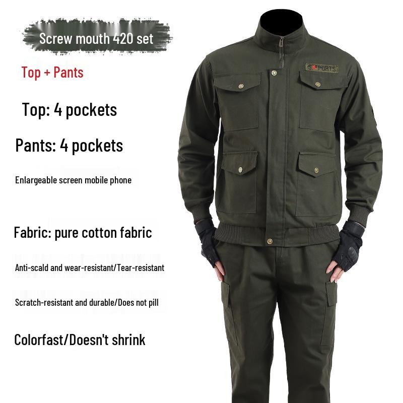 Robuste Arbeitskleidung für Herren: Frühjahrs-/Herbst-Hitzeschutz-Anzug, verschleißfest, für Autoreparatur, Elektroschweißen und Bauwesen.