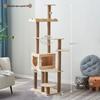 Solid Wood Multi-Layer Cat Climbing Frame with Space Capsule Bed and Shelf