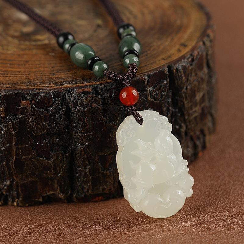 Jade Zodiac Necklace, Men's and Women's Versatile Long Sweater Chain Accessories, High-end Zodiac Signs, Antique Pendants, Hanging Accessories