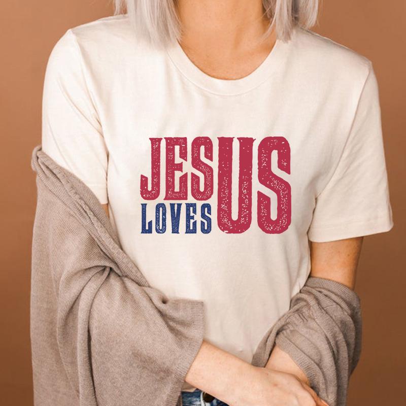 Jesus Love Us Christian Tshirts Religion Tee Pray Faith God Tops Women Men Casual Fashion Streetwear Oversized Clothes Camisetas