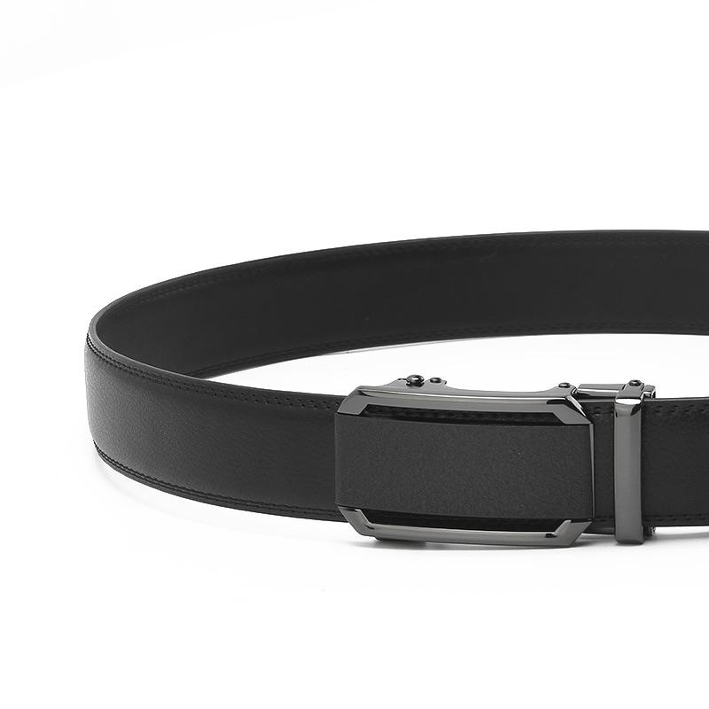Mattierte Automatische Schnallenöffnung Zweilagiger Rindsledergürtel Business und Lässig Herren Trendiger Gürtel