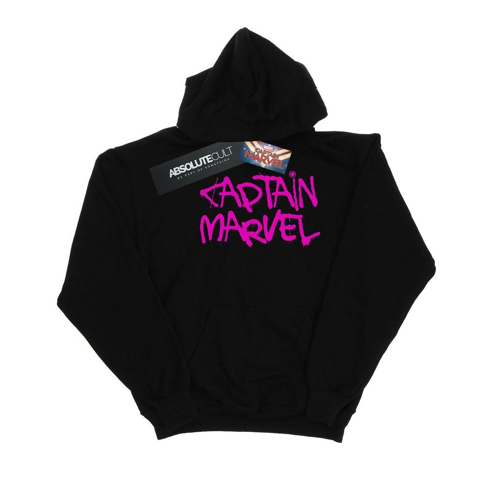 Marvel Mens Captain Marvel Spray Text Hoodie
