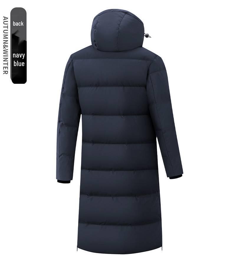 Men's Long Sports Down Coat - Over-the-Knee Winter Jacket for Students