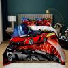 Race Car Duvet Cover Set King Queen Twin Size Red Flame Comforter Cover 3D Sport Car Theme For Boys Girl Polyester Bedding Set