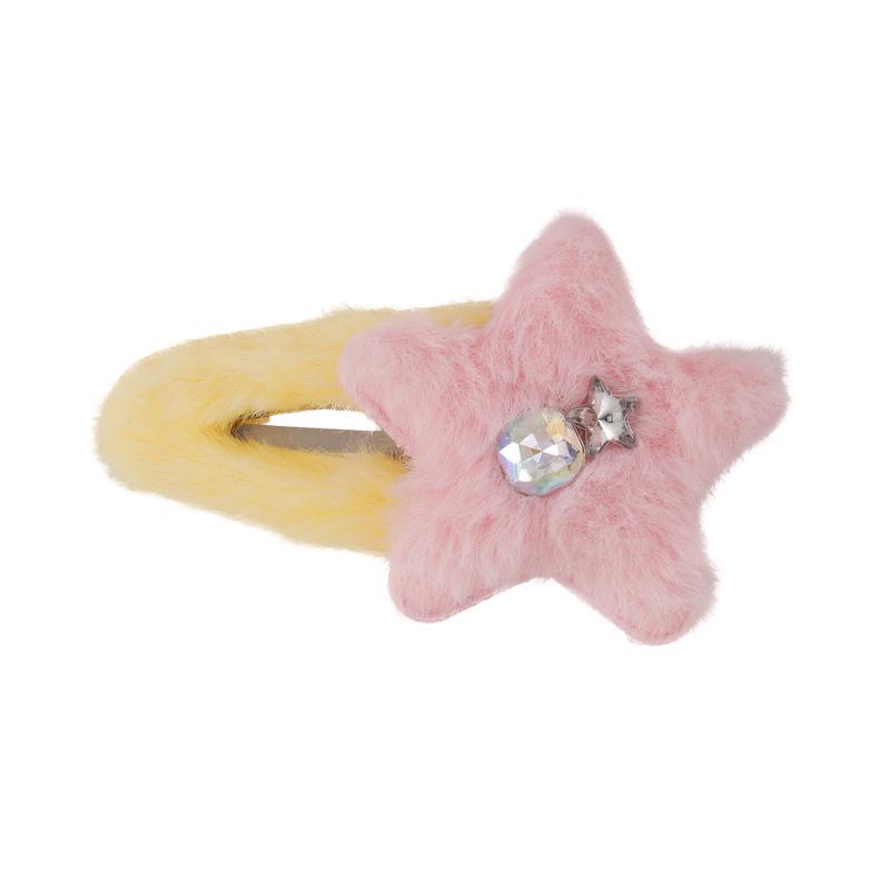 Winter Plush Stars Rhinestones Hairpin Colorful Cute HairClips BB Clip For Woman Girl Sweet Barrettes Fashion Hair Accessories