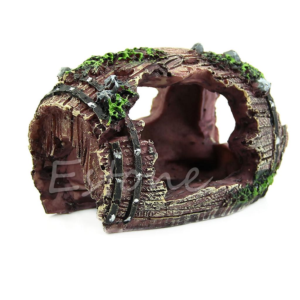 Aquarium Decoration Resin Broken Barrel Fish for Tank Ornament Vivid Details Betta Accessories Aquatic Caves Fish Hideou