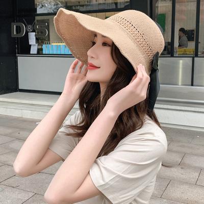Women Summer Sun Hat Wide Brim Empty Top Hat Foldable Travel Beach Hat Outdoor Travel Sun Protection Hat