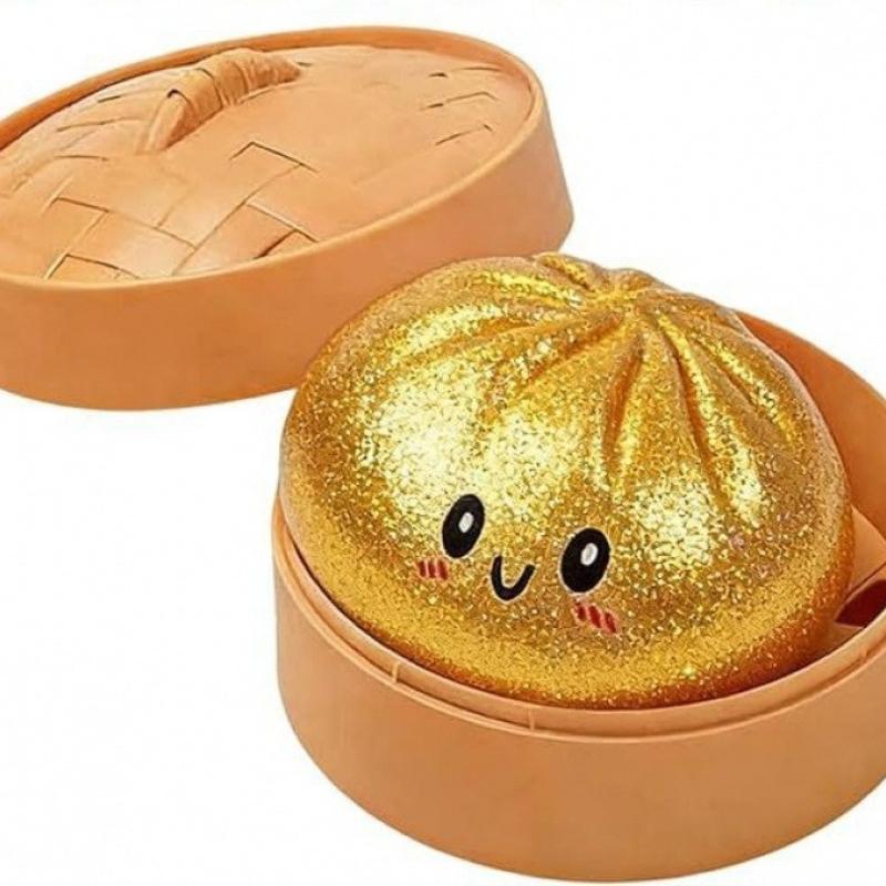 High-Quality Glitter High-Quality Dumpling High-Quality Glitter High-Quality Dumpling High-Quality Squishy High-Quality With High-Quality Box золотистый