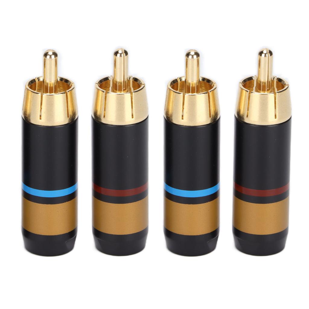 Preffair 4PCS RCA Lotus Plug Gold Plated Brass Wear Resistant RCA Plug with Carbon Fiber Shell R1759